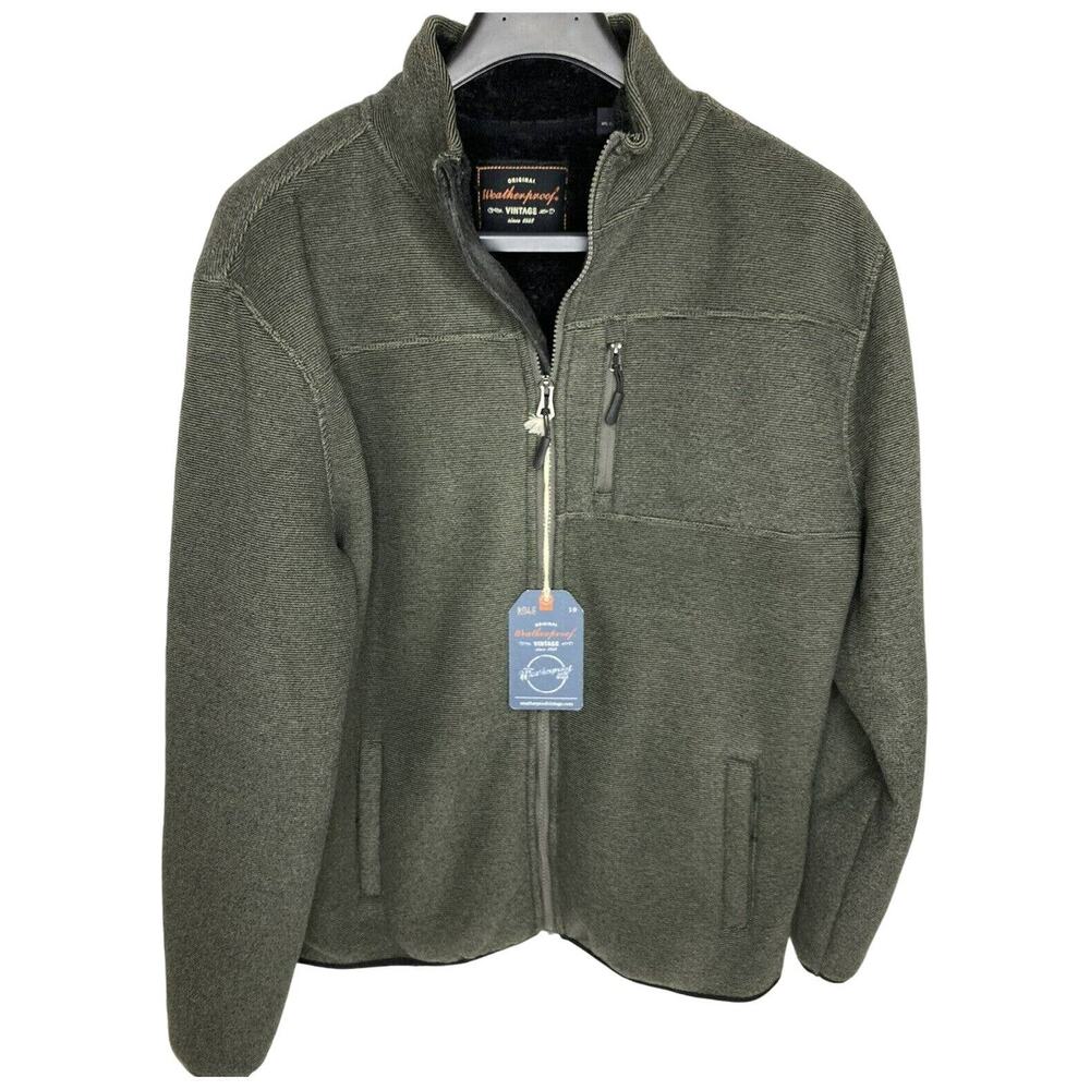 Weatherproof Mens Faux Fur-Lined Zip Jacket Sz Large Dusty Olive NWT